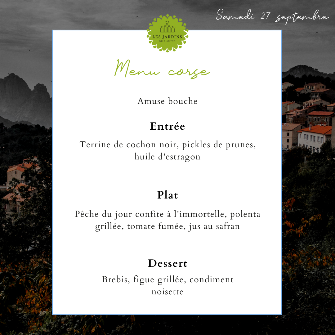 Menu corse - samedi 27 septembre